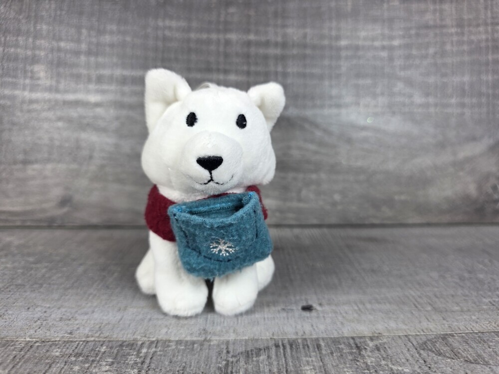 Hallmark NorthPole Flitter Artic Fox Plush Christmas Ornament b19